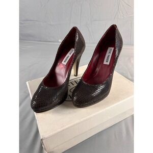 Steve Madden Bogartt Women Brown Snakeskin Pumps Stiletto Platform Heels 6.5